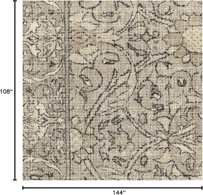 RUGGABLE x Morris & Co Washable Area Rug – Montreal Natural Stone 9x12, Stain-Resistant, Non-Slip – Large Machine Washable Rugs for Living Room, Bedroom, Hallway, Entryway & Office–with Standard Pad