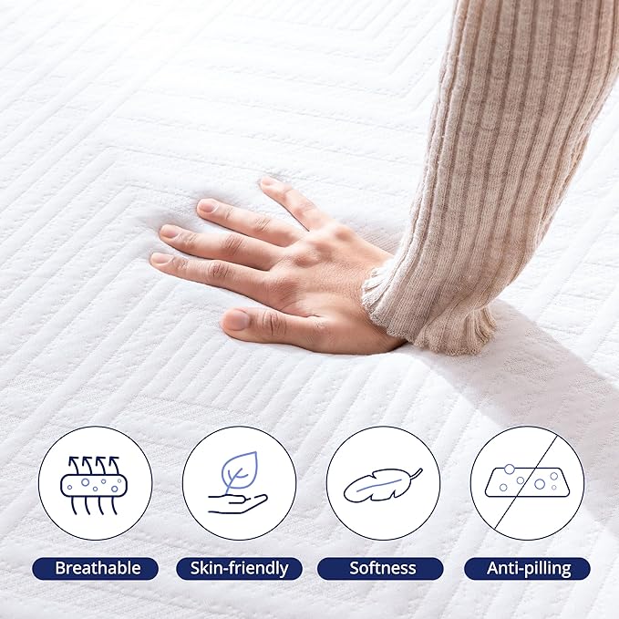 Queen Mattress 6 Inch Green Tea Memory Foam Mattress for Cool Sleep & Pressure Relief, Medium Firm Feel,Fiberglass Free, Bed in a Box, Removable Washable Cover, CertiPUR-US Certified