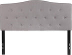 BizChair Arched Button Tufted Full Size Headboard in Light Gray Fabric