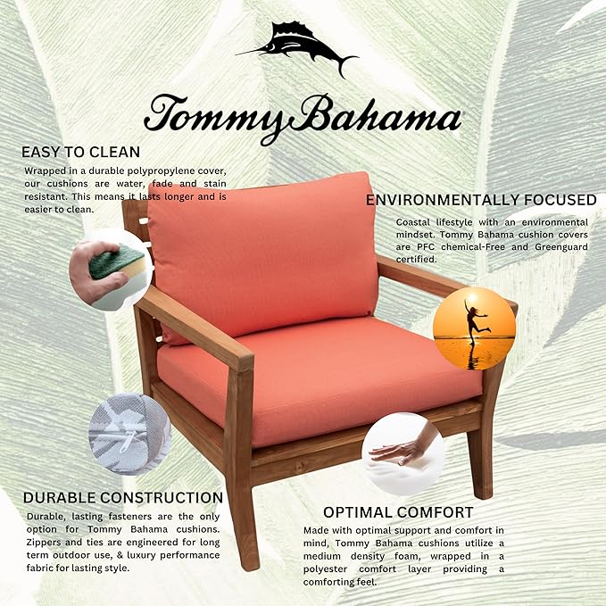 Tommy Bahama Deep Seating Lounge Cushion, 26" X 30" X 4", Bamboo Bay Mango