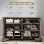 Farmhouse 6 Drawers Dresser for Bedroom, 47'' Wide Rustic chests of Drawers with Natural Texture, Wood Dresser Vintage Design, Storage Dressers Organizer, Grey