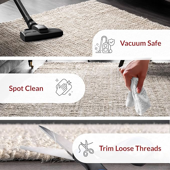 nuLOOM Ashli Solid Farmhouse Jute Area Rug, 8'6" x 11'6", Off-white