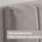 Nestl Upholstered Queen Headboard - Easy Assemble Channel Stitched Headboard Queen Size - Wall Mounted Headboards with 3D Soundproof Wall Panels Peel & Stick Floating Headboards, Silver