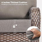 Luxury 6" Outdoor Cushions for Patio Furniture, 24x24x6" Thick Seat Cushion Set of 6, Fade Resistant Couch Chair Replacement Cushions High Density Deep Wicker Chair Cushion w/ Removable Cover Gray