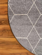Unique Loom Trellis Frieze Collection Area Rug - Geometric (5' x 8' Oval, Light Gray/ Ivory)