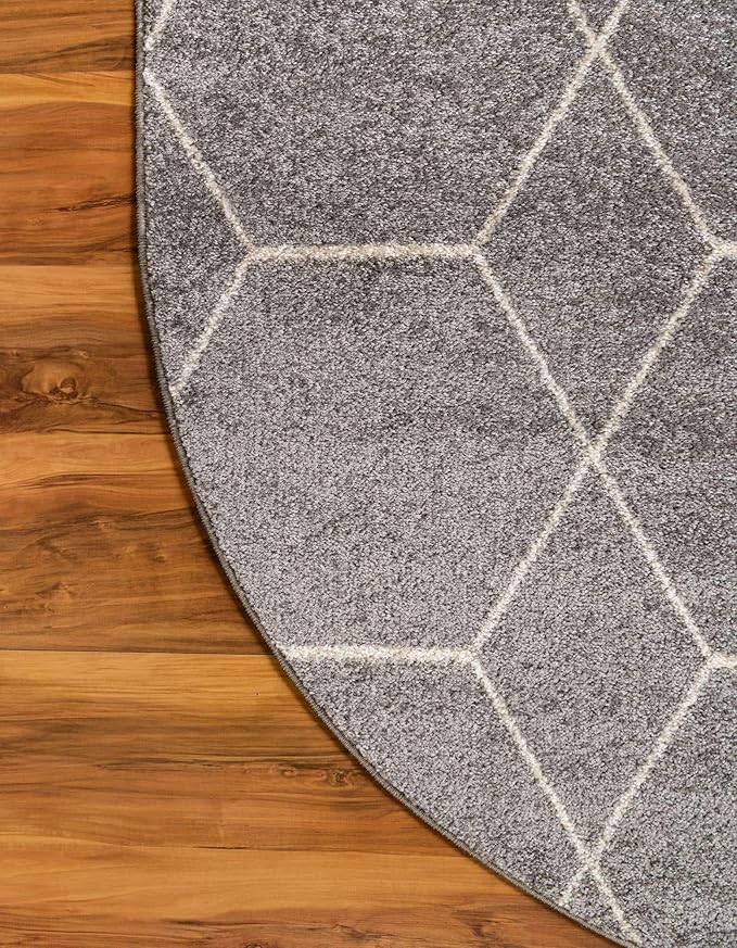 Unique Loom Trellis Frieze Collection Area Rug - Geometric (5' x 8' Oval, Light Gray/ Ivory)