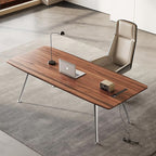 Writing Computer Desk, 60-Inch Large Executive Desk Office Workstation with Chrome-Plated Legs and Built-in Power Outlet, Writing Table Business Furniture, Modern Minimalist Style for Home Office