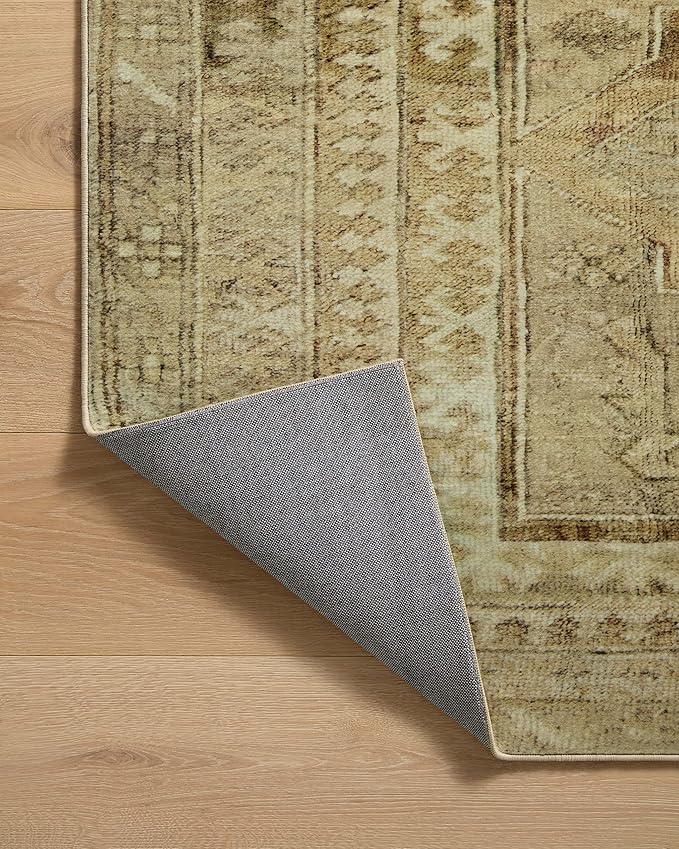 Loloi Magnolia Home by Joanna Gaines Sinclair Collection SIN-02 Khaki/Tobacco 2'-3" x 3'-9", .25" Pile Height, Machine Washable, Accent Rug
