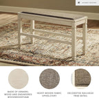 Signature Design by Ashley Bolanburg Double Upholstered Bench, Counter Height, Whitewash
