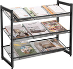 SONGMICS Shoe Rack, 3-Tier Shoe Organizer, Metal Shoe Storage for Garage, Stackable Shoe Shelf, with Adjustable Flat or Angled Shelves, 9-12 Pairs, Ink Black ULMR03B