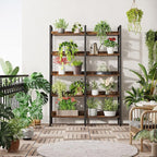 Tribesigns 5-Tier Industrial Bookshelf, 71”H x 47”W Etagere Bookcase, Freestanding Double Wide Book Shelf for Storage and Display, Wood and Metal Bookshelves for Living Room Home Office, Rustic Brown