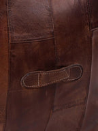 Handmade Eco-Friendly Geometric Leather Pouf Brown Color Square 16" x 16" x 16" Buffalo Leather Pouf for Living Room, Bedroom Seating, Patio