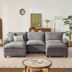 114 Inch Cloud Couch Sectionals with Ottoman, Big Comfy Modular Couches, Cloud Sofas, L Shaped 5 Seat Modular Sectional Sofa, Modern Sectional Couches for Living Room, Deep Seat Sofa, Grey