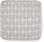 SIMPLIHOME Noreen Boho Square Pouf in Light Blue, White Handloom Woven Pattern for the Living Room, Bedroom and Kids Room