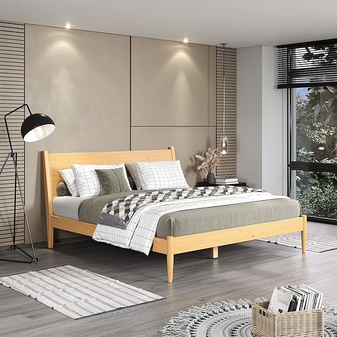 Camaflexi Mid-Century Panel Bed - King Size - Scandinavian Oak Finish