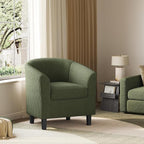 Yaheetech Corduroy Barrel Chair, Upholstered Club Accent Chair, Round Armchair with Soft Cushion for Living Room Bedroom Reading Room, Dark Green