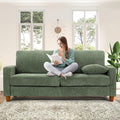 70in Corduroy Couch, Kidirect Sofa No Tool Assembly, Comfy Couches for Living Room 21in Deeper Seats, Corduroy Sofas for Living Room with 2 Pillows, Oversized Loveseat Sofa, Boho Love Seat Green Couch
