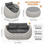 Aluminum Patio Furniture Set: 4 Pieces Woven Rope Outdoor Conversation Sofa Set Assembled - Modern Cushioned Armchair Couch Set for 660lbs Porch Deck Backyard Poolside Garden Drawing Room Hotel
