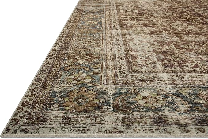 Loloi Magnolia Home by Joanna Gaines Sinclair Collection SIN-01 Rust/Lagoon 5'-0" x 7'-0", .25" Pile Height, Machine Washable, Area Rug