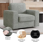 Swivel Accent Sofa Chair Set of 2, 360 Degree Rotation Oversized 36'' Width Cushion Back Armchair in Linen Fabric 1pcs for Living Room, Office(Grey