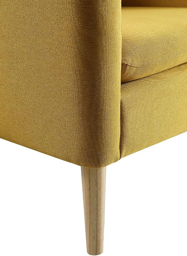 Lohoms Set of 2 Accent Chair for Living Room, Mustard Yellow Comfy Reading Leisure Chair for Bedroom, Mid-Century Modern Fabric Upholstered Armchair for Reading Nook, Waiting Area, Wood Legs