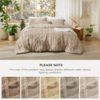 Bedsure Tufted Boho Comforter Set King Size - Khaki Boho Bed Set, GentleSoft™ 3 Pieces Farmhouse Shabby Chic Embroidery Bedding, Gifts for Woman, Soft Jacquard King Comforter for All Seasons