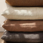 Foindtower Set of 2 Decorative Linen Check Throw Pillow Covers Neutral Farmhouse Vintage Cushion Covers Modern Boho Home Decor for Sofa Chair Couch Bedroom Living Room,22×22 Inch,Dark Brown