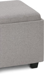 SIMPLIHOME Avalon 42 inch Wide Contemporary Rectangle Storage Ottoman in Cloud Grey Linen Look Fabric, Assembled, for the Living Room, Entryway and Family Room