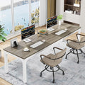 Tribesigns 78.7 Inches Extra Long Computer Desk 2 Person Desk, Double Long Desk, Workstaion for Home Office, Oak+White