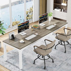 Tribesigns 78.7 Inches Extra Long Computer Desk 2 Person Desk, Double Long Desk, Workstaion for Home Office, Oak+White
