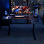 59 Inch L Shaped Standing Desk Adjustable Height,Gaming Electric Corner Standing Desk, Sit Stand Computer Table with Reversiable Splice Board, Black Carbon
