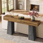Tribesigns Farmhouse Entryway Table, 63-Inch Long Wooden Sofa Console Table, Rustic Console Behind Couch with Double Trapezoid Bases for Entrance Living Room Hallway