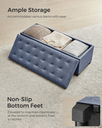 SONGMICS Storage Ottoman Bench, Foot Rest with Legs, 15.7 x 43.3 x 15.7 Inches, End of Bed Bench, Storage Chest, Load up to 660 lb, for Living Room, Bedroom, Entryway, Light Denim Blue ULSF088Q01