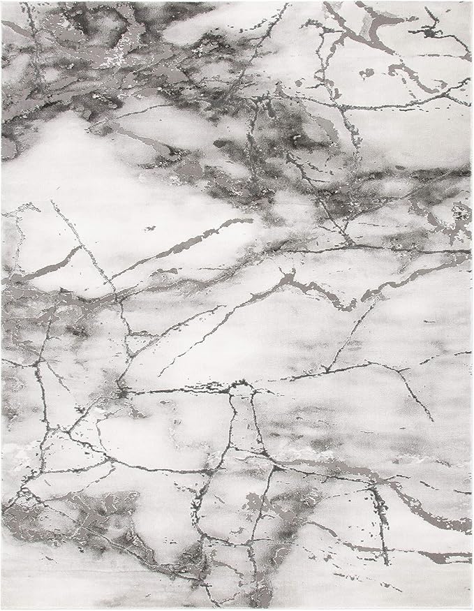 SAFAVIEH Craft Collection Area Rug - 6'7" x 9', Grey & Silver, Modern Abstract Design, Non-Shedding & Easy Care, Ideal for High Traffic Areas in Living Room, Bedroom (CFT877G)