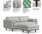 SIMPLIHOME Morrison Mid-Century Modern 89 inch Wide Sofa with Ottoman Set in Mist Grey Woven-Blend Fabric for the Living Room and Family Room
