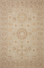 Loloi Chris Loves Julia Dorothea Collection DRT-03 Dove/Natural 11'-6" x 15' Area Rug Wool Neutral Floral Living Room Bedroom Carpet