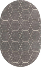 Unique Loom Trellis Frieze Collection Area Rug - Geometric (5' x 8' Oval, Light Gray/ Ivory)