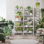 Tribesigns 5-Tier Industrial Bookshelf, 71”H x 47”W Etagere Bookcase, Freestanding Double Wide Book Shelf for Storage and Display, Wood and Metal Bookshelves for Living Room Home Office, White