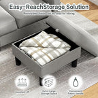 JY QAQA Convertible Sectional Sofa with 3-Seater Sofa, L-Shaped Ottoman Couch with Modern Linen for Apartment, Small Living Room and Small Space (Light Grey)