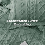 Bedsure Tufted Boho Comforter Set King Size - Green Boho Bed Set, GentleSoft™ 3 Pieces Farmhouse Shabby Chic Embroidery Bedding, Gifts for Woman, Soft Jacquard King Comforter for All Seasons
