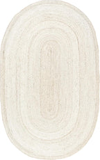 nuLOOM Oval 3x5 Rigo Jute Hand Woven Area Rug, Off White, Solid Farmhouse Design, Natural Fiber, For Bedroom, Living Room, Dining Room, Hallway, Office, Kitchen, Entryway