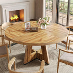 LITTLE TREE Round Dining Table for 4-6 People, 47 Inches Dining Room Table with Wooden Pedestal Base, Modern Dinner Table, Circle Kitchen Tables for Dining Room, Kitchen, Living Room(Table Only)