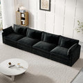 Modular Sectional Sofa, 146.5 Inch I-Shaped Cloud Sofa with Deep Seat Chenille Sofa with Cushions, Four Seater Sectional Sofa for Living Room Apartment,Black