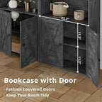 IRONCK Industrial Bookshelves and Bookcases with Doors 11.8 in Depth Floor Standing 5 Shelf Display Storage Shelves Bookcase Home Decor Furniture for Home, Office, Living Room, Bedroom