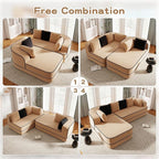 Cloud Sectional Sofa Modern Boneless Couch for Living Room, Comfy Deep Seat Comfy Teddy Fabric Double Sofa Chaise No Assembly Required (Camel, 106" L Shape with Left Facing)