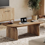 Tribesigns Rectangle Coffee Table, 47-Inch Wood Rectangular Living Room Table, Farmhouse Accent Center Low Cocktail Tea Table with Sturdy Base & Rounded Corners, Easy Assembly (Rustic Brown)
