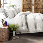 Lush Decor Farmhouse King Size Comforter Set, Reversible Cotton, 3 Piece Set, California King, Gray - Cozy Bedding - Rustic Decor - Modern Farmhouse Bedroom Decor