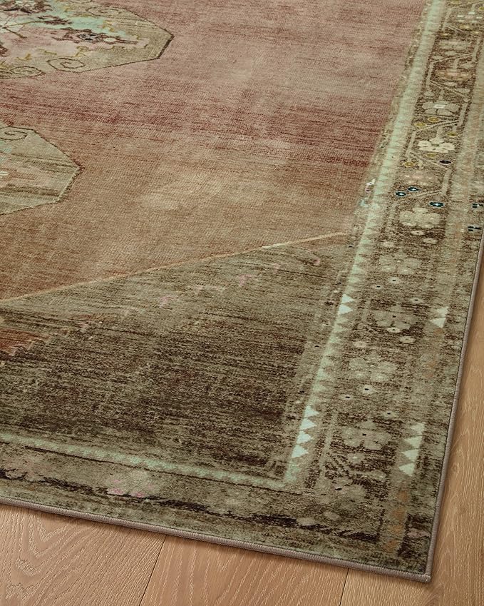Loloi Magnolia Home by Joanna Gaines Sinclair Collection SIN-06 Clay/Tobacco 2'-3" x 11'-6", .25" Pile Height, Machine Washable, Runner Rug