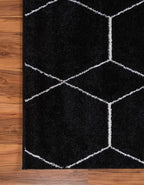 Unique Loom Trellis Frieze Collection Area Rug - Geometric (4' 1" x 6' 1", Black/ Ivory)