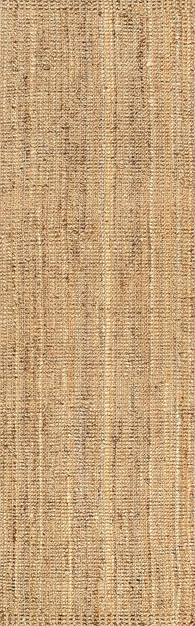 nuLOOM Ashli Solid Farmhouse Jute Runner Rug, 2' 6" x 8', Natural